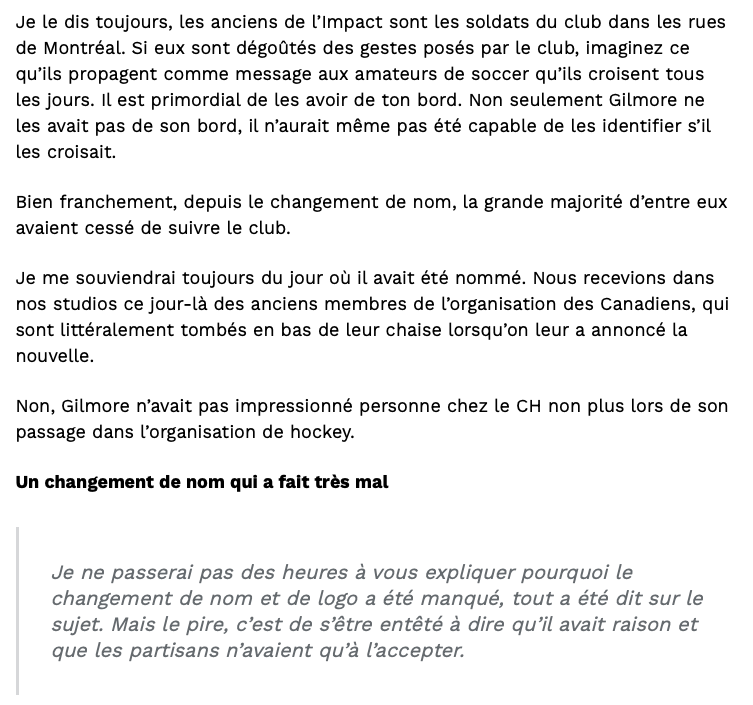 Kevin Gilmore OUT chez l'IMPACT...Ça va donner des idées à Geoff Molson...