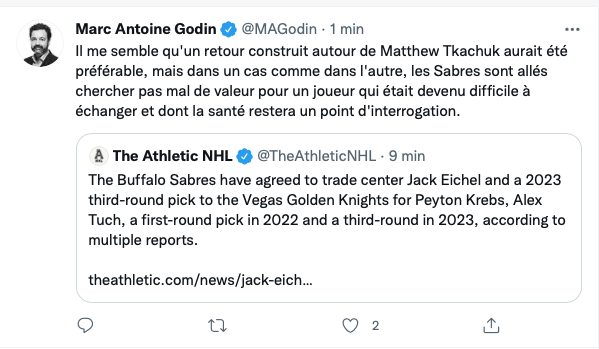 Matthew Tkachuk ne voulait rien SAVOIR des Sabres!!!