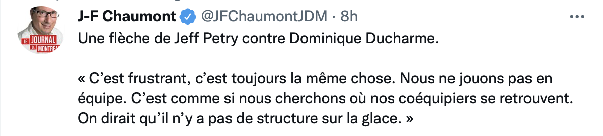 AYOYE...La guerre entre Jeff Petry et Dominique Ducharme est déclarée publiquement !!!