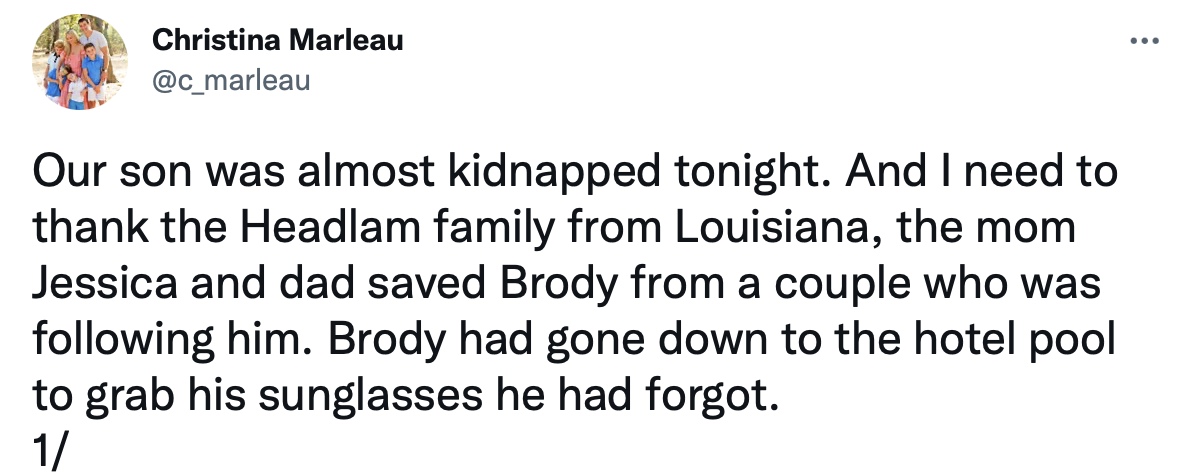 AYOYE...Quelqu'un a essayé de kidnapper le fils de Patrick Marleau !!!