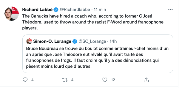 Bruce Boudreau le RACISTE: José Théodore semble MAL à l'AISE...