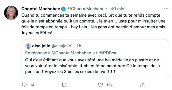 Chantal Machabée attaquée verbalement par une JALOUSE sur TWITTER...