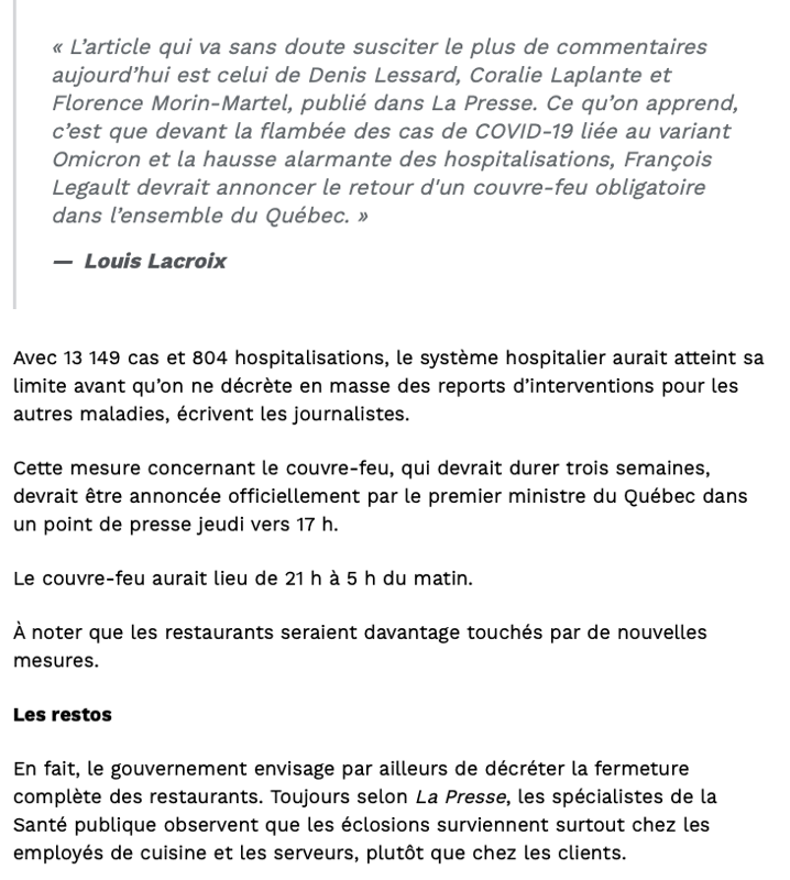 COUVRE-FEU ANNONCÉ: le cash de Geoff Molson brûle sous ses yeux...