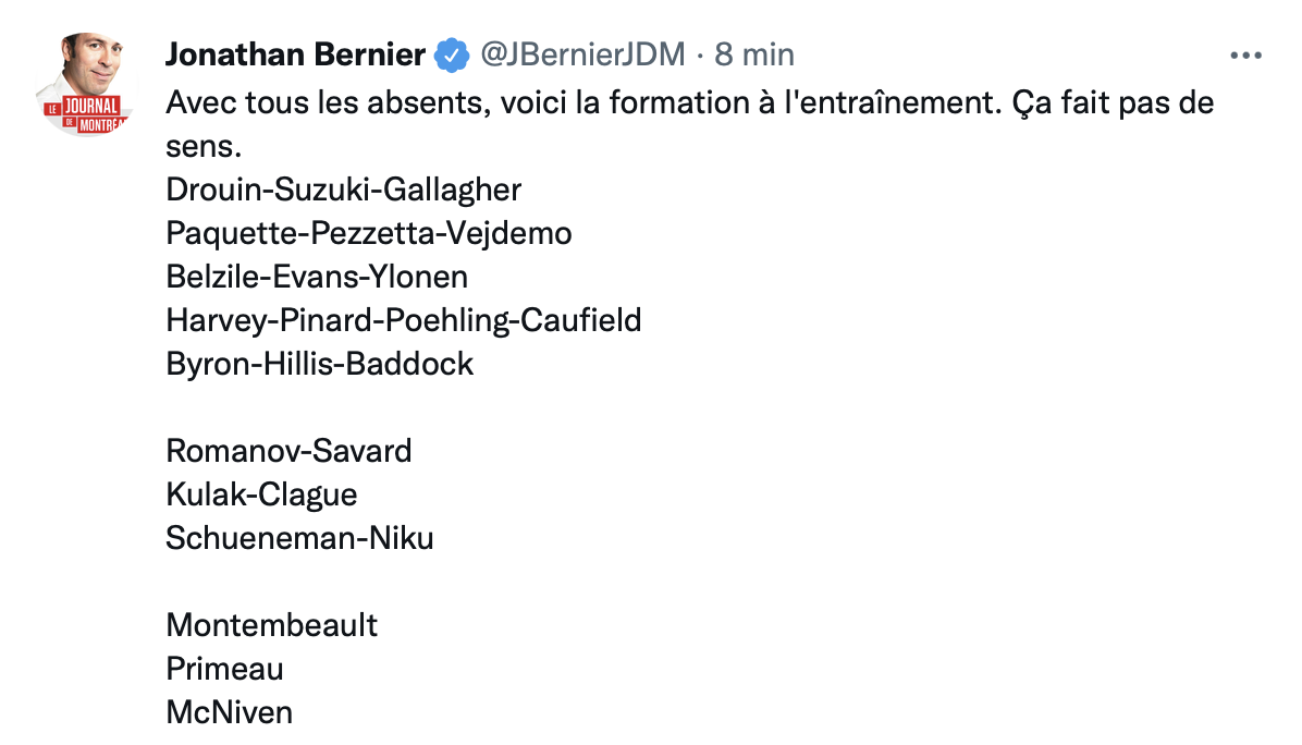 Est-ce que le CH va vraiment jouer avec cette formation là ?