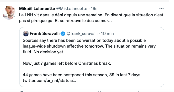 la LNH sur le point de SHUTDOWN...