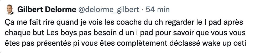 HAHA...Le tweet de l'année revient à Gilbert Delorme !!!