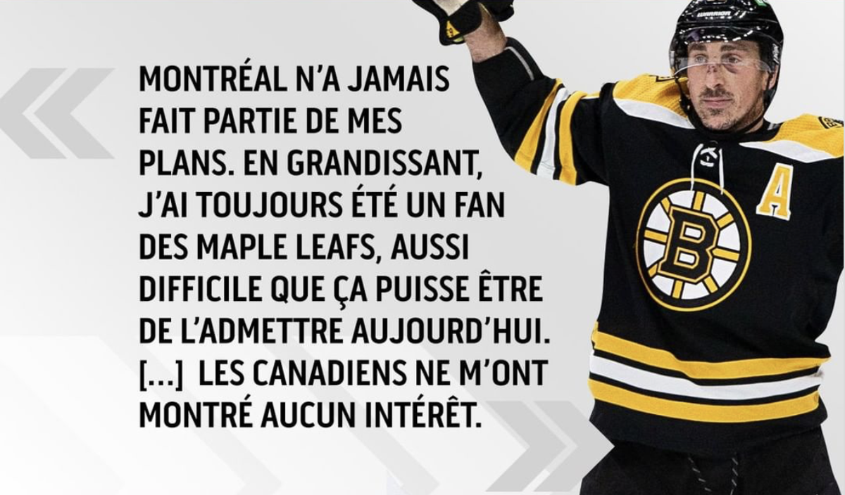 Le CH n'a jamais montré aucun intérêt envers Brad Marchand...