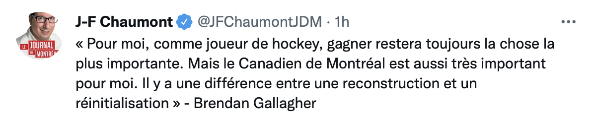 Le message de Brendan Gallagher à Hughes et Gorton...