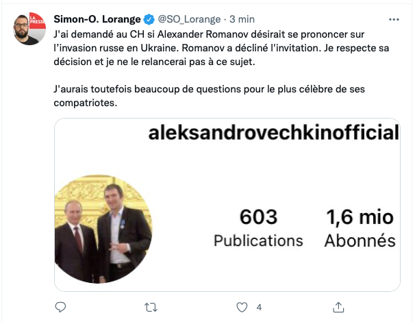 Alex Romanov REFUSE de CRITIQUER Vladimir Poutine..