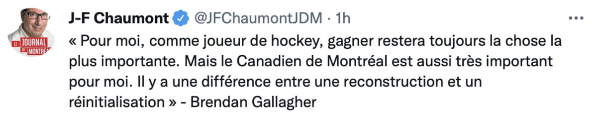 Brendan Gallagher est en train de changer d'idée ?