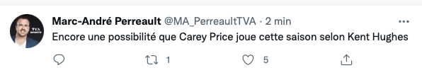 Carey Price ne prendra pas sa RETRAITE...Kent Hughes le JURE...