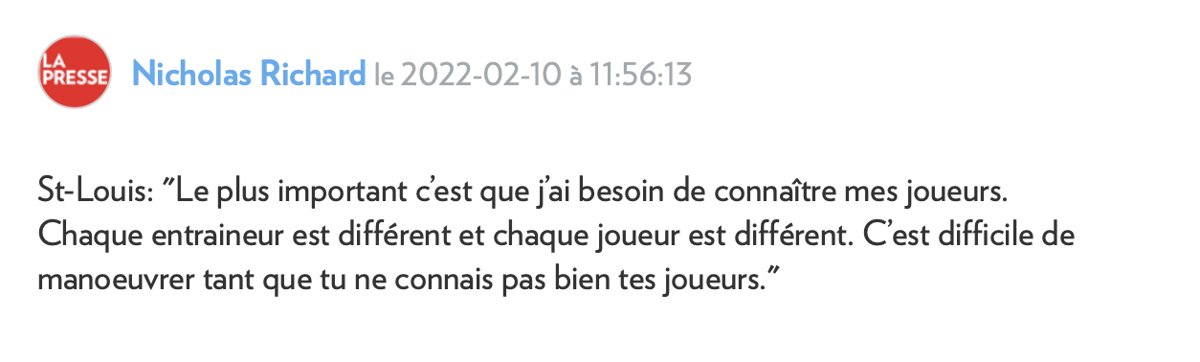 Martin St-Louis PÈTE la CONFIANCE...