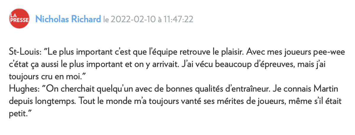 Martin St-Louis PÈTE la CONFIANCE...