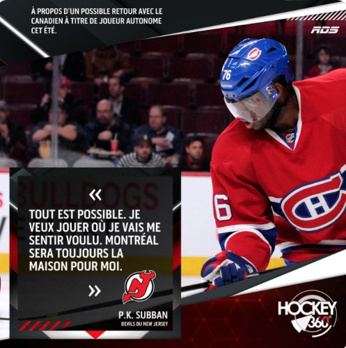 On dirait que PK Subban a payé RDS..