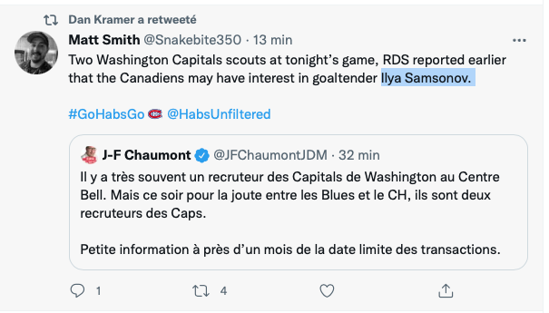 Selon RDS, le CH veut Ilya Samsonov...