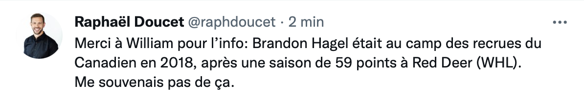 Dire que Brandon Hagel était un membre du CH...