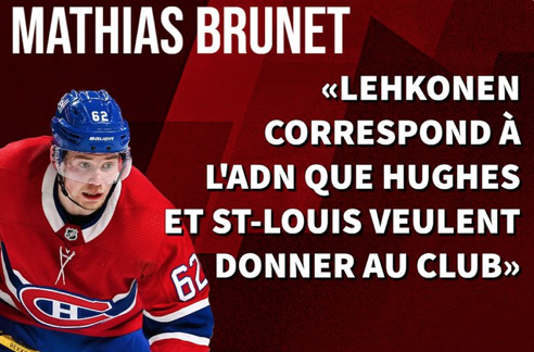 Selon Mathias Brunet...Artturi Lehkonen ne sera pas ÉCHANGÉ....