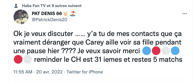 Ça vous GOSSE que Carey Price aille voir sa famille à chaque arrêt de jeu..