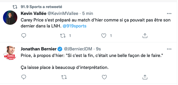 Carey Price aurait joué son dernier match dans la LNH? Il avoue!!!