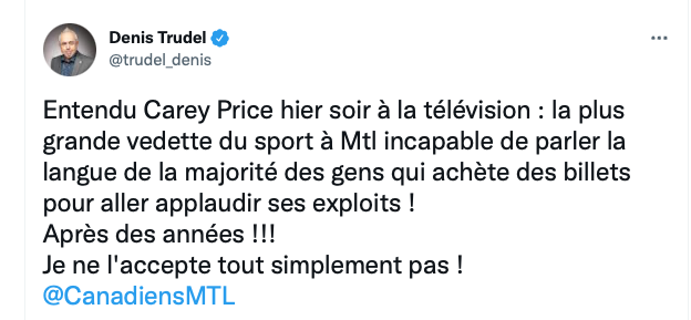 Carey Price..Jeté en-dessous de l'autobus..par un député...