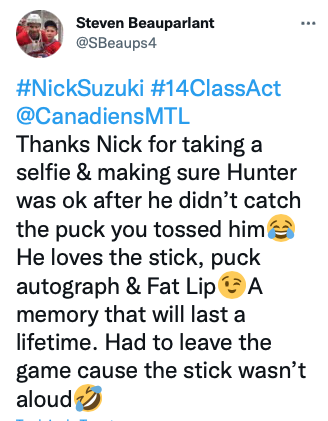 Nick Suzuki a un COEUR GROS COMME la TERRE...