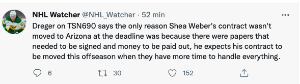 Le contrat de Shea Weber s'en va en Arizona!!!