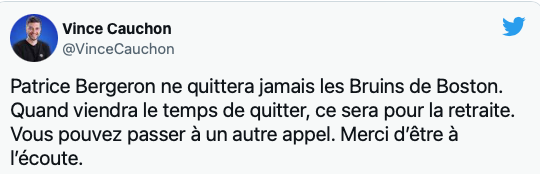 Patrice Bergeron et Vince Cauchon: les deux gars de Québec qui font suer Montréal...