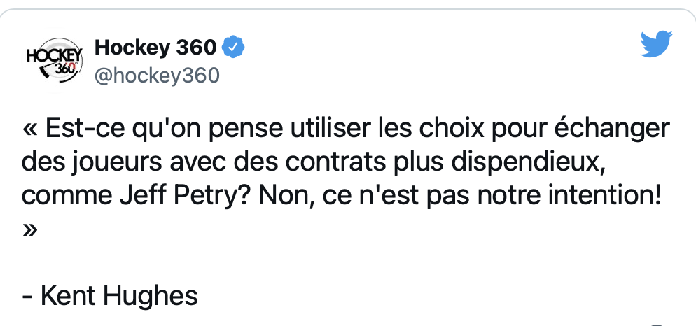 Kent Hughes annonce un OURAGAN à Montréal..AYOYE!!!