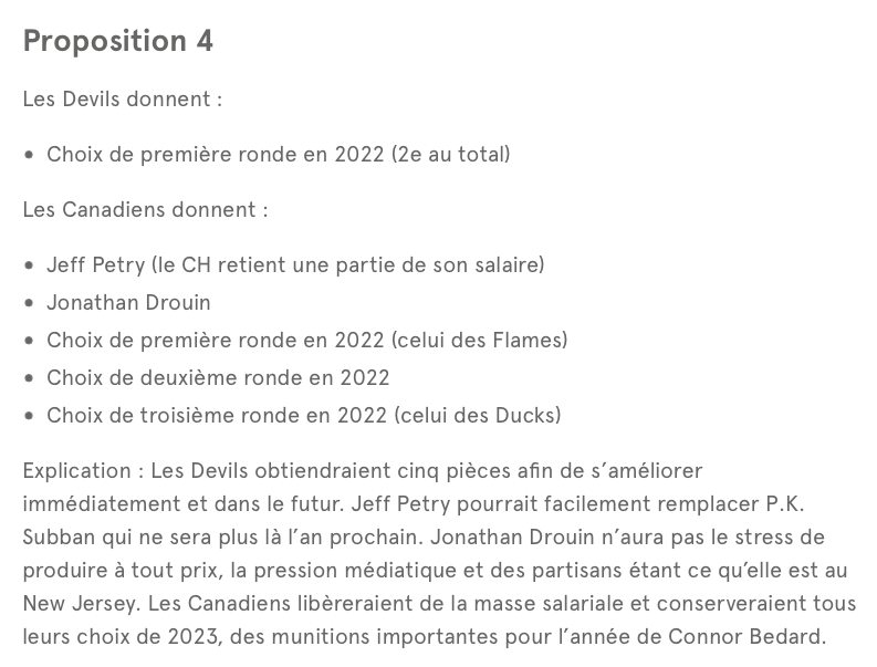 Le 2e choix des Devils pour les POUBELLES de Montréal...