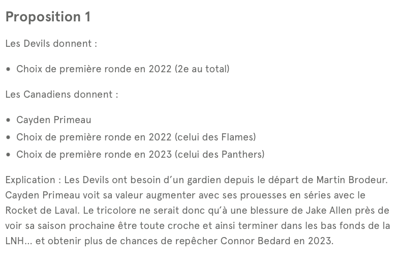 Le 2e choix des Devils pour les POUBELLES de Montréal...