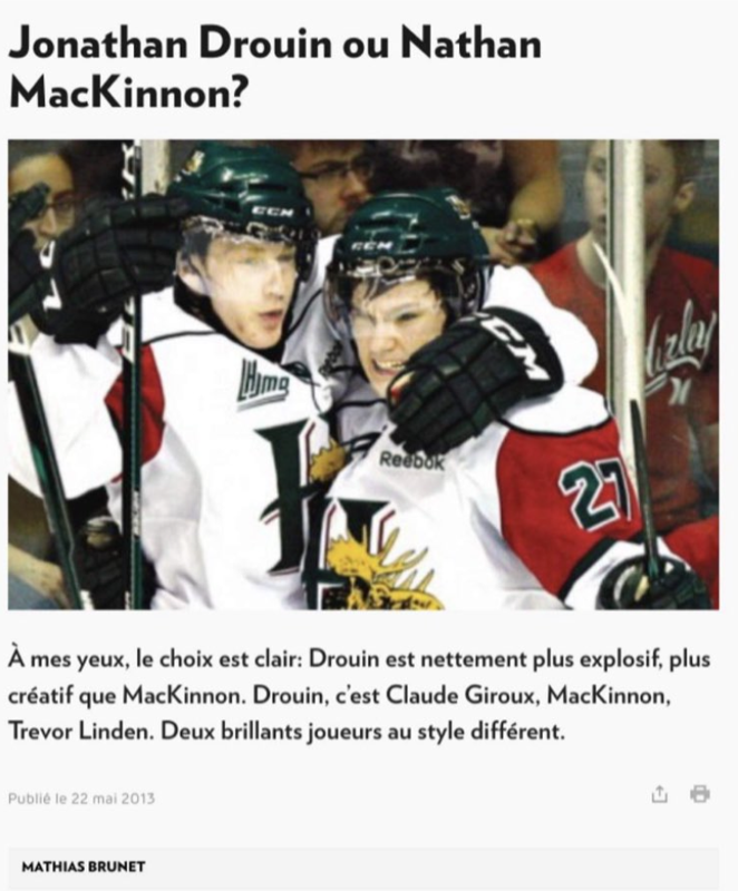 Mathias Brunet voulait Jonathan Drouin avant Nathan MacKinnon...HAHA!!