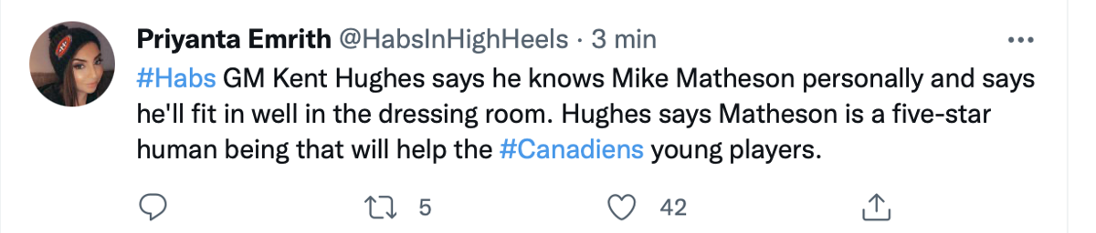 Kent Hughes a parlé à Kris Letang!! Matheson est un CHUMMÉ!!