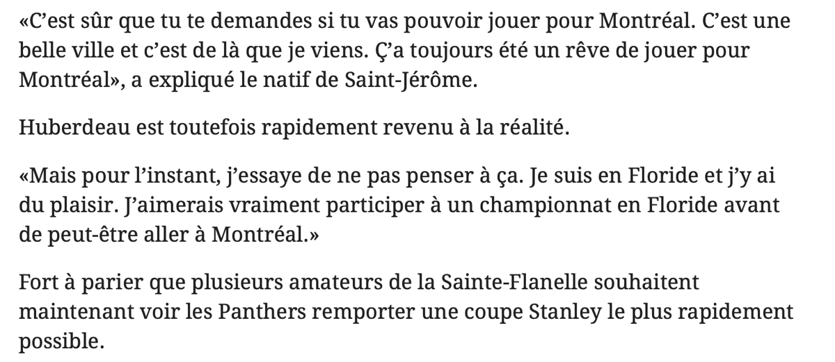 La PREUVE que Jonathan Huberdeau veut jouer à Montréal...AYOYE!!!