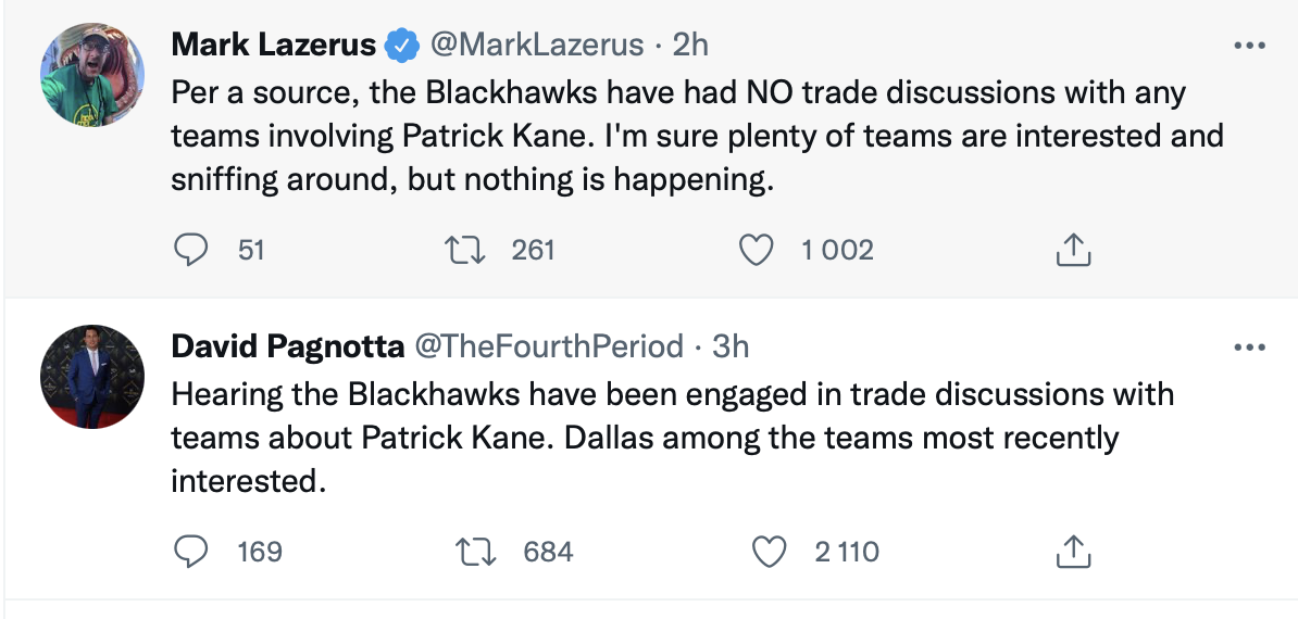 Patrick Kane à Dallas..la RUMEUR REJETÉE...