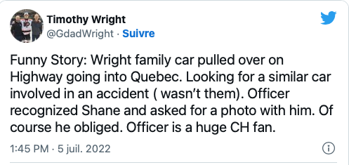 Shane Wright ARRÊTÉ par la police...