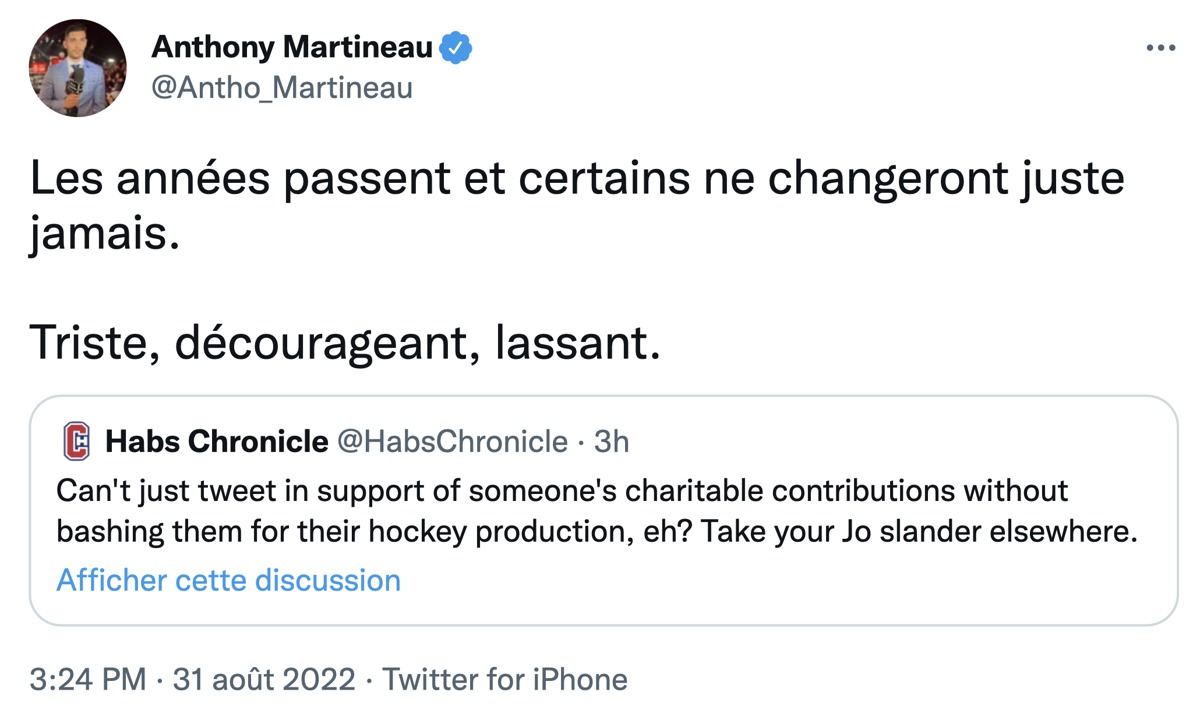 Joe Drouin ... Les journalistes sont rendus ben trop SOFT