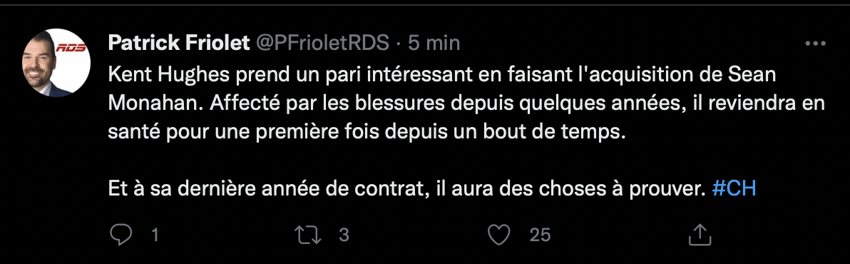 Le journaliste de RDS est tout EXCITÉ...par les paroles de Sean Monahan...