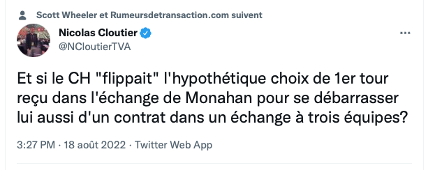 Selon le journaliste de TVA Sports...Kent Hughes pourrait FLIPPER le choix de première ronde...