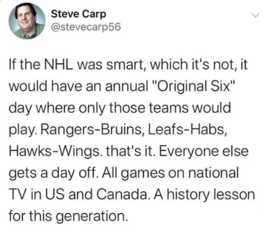 WOW ... Une journée dédiée aux ORIGINAL SIX