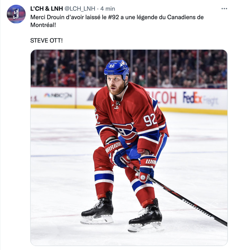 Avant Jonathan Drouin ... Une LÉGENDE a porté le 92 avec le CH