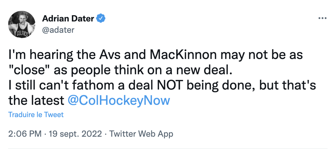 Nathan Mackinnon à MTL? ... Des signes encourageants