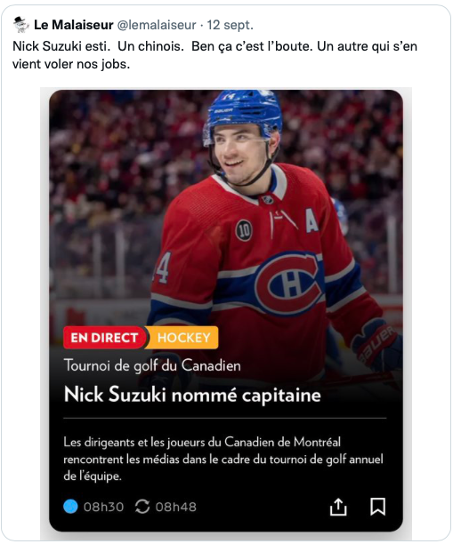 SCANDALE sur TWITTER...Nick Suzuki VICTIME de RACISME...