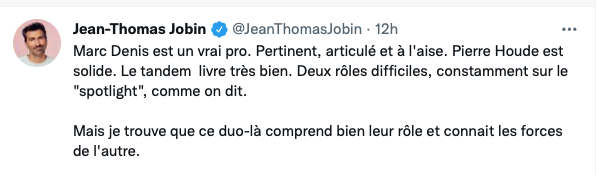 Jean-Thomas Jobin a raison....Il faut que les 82 matchs du CH et les séries reviennent à RDS...