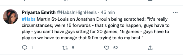 Martin St-Louis se sentait MAL de BENCHER Jonathan Drouin...