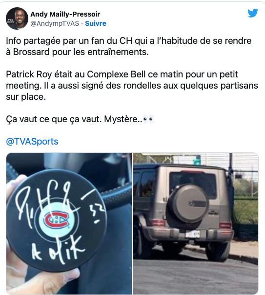 Patrick Roy engagé par le Canadien de Montréal? Aperçu à Brossard aujourd'hui...