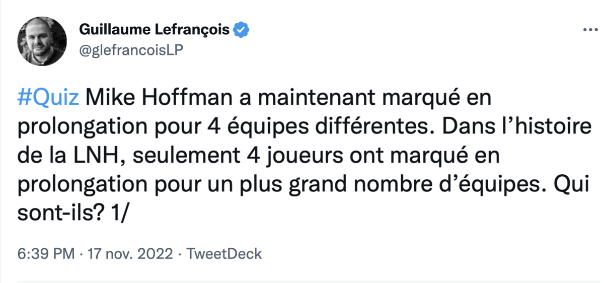 AYOYE ... Mike Hoffman dans la même catégorie que Jaromir Jagr