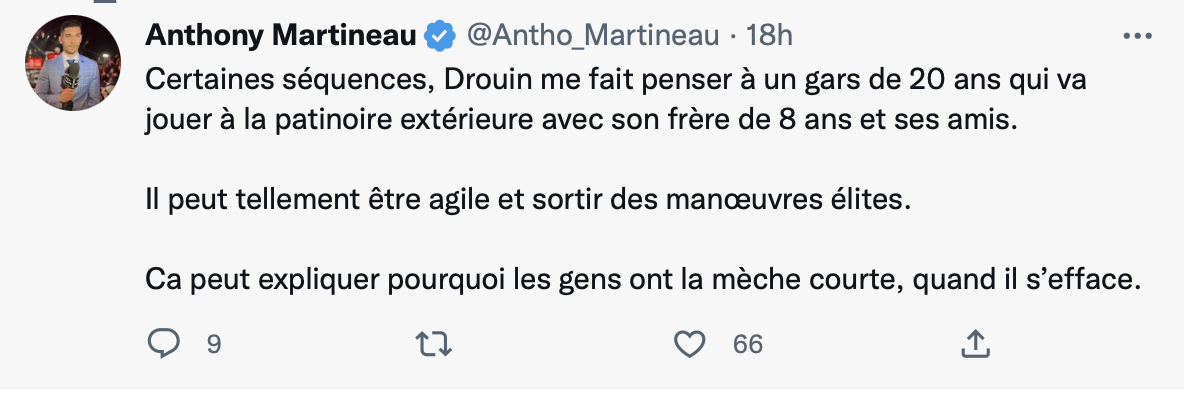 Jonathan Drouin peut toujours compter sur TVA Sports...