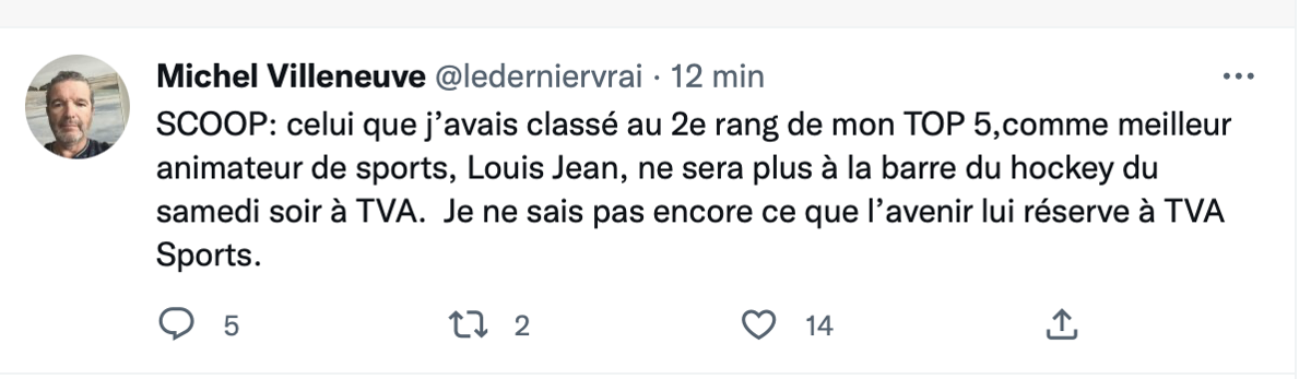 BOMBE à TVA Sports...Louis Jean...