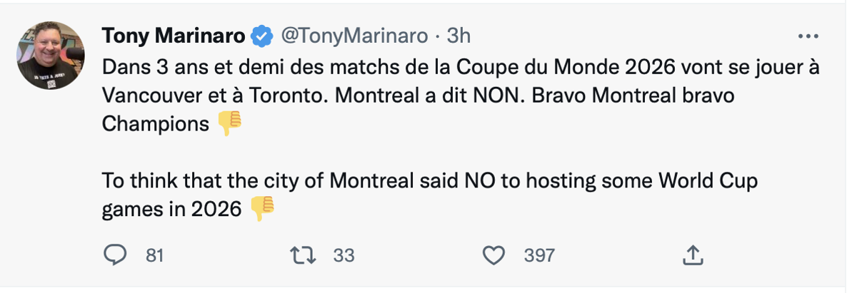 HONTE à Valérie Plante...Montréal est la RISÉE du Canada..