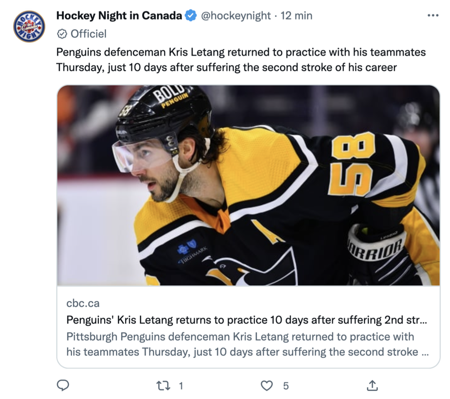 Kris Letang ... Les partisans des PENGUINS ont peur pour sa vie